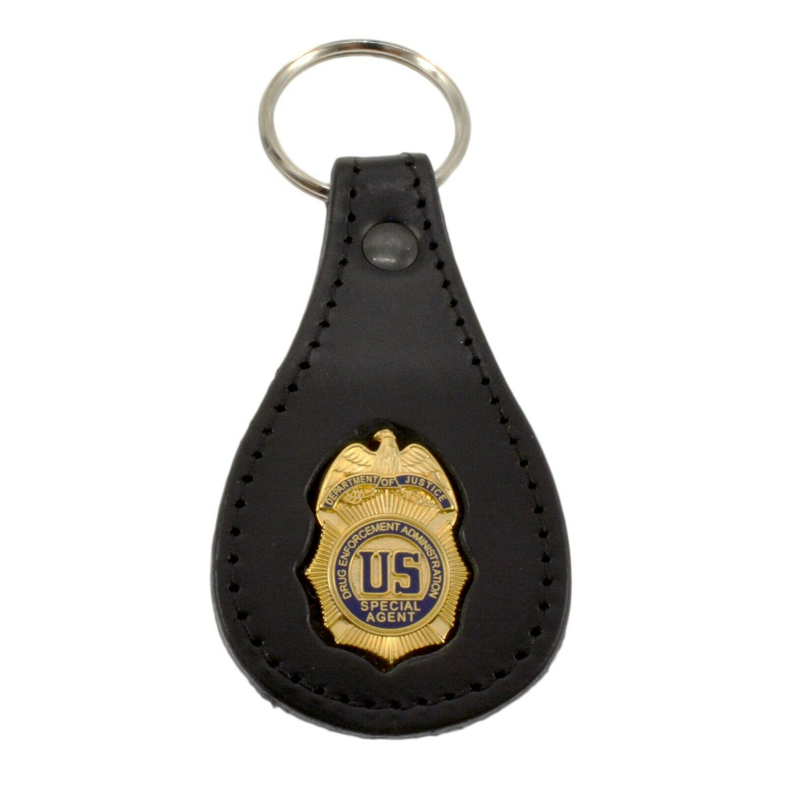 Dea Federal Drug Enforcement Agency Special Agent Badge Leather Key Fob Ring Tag